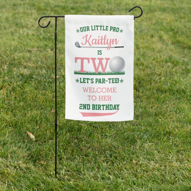 Golf PAR-TEE 2nd Birthday Welcome Garden Flag (In SItu)