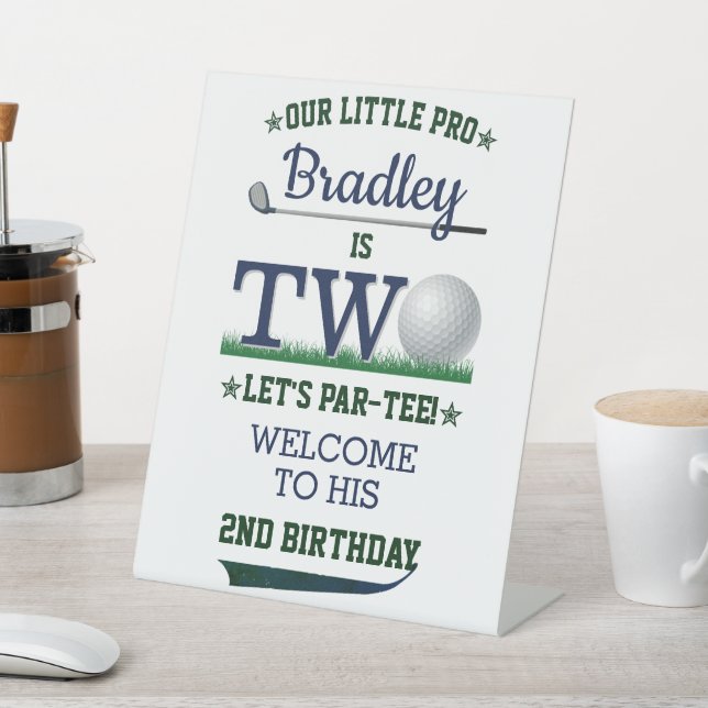 Golf PAR-TEE 2nd Birthday Welcome Pedestal Sign (In SItu)