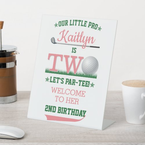 Golf PAR_TEE 2nd Birthday Welcome Pedestal Sign