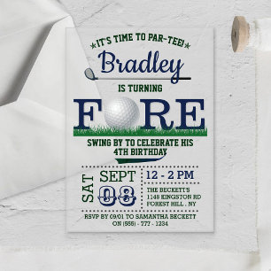 Golf PAR-TEE 4th Birthday Acrylic Invitations