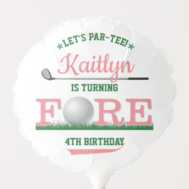Golf PAR-TEE 4th Birthday Balloon (Front)