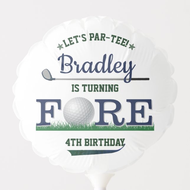 Golf PAR-TEE 4th Birthday Balloon (Front)