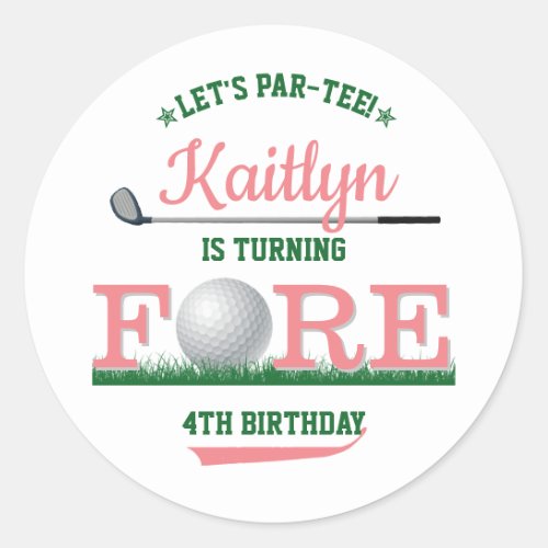 Golf PAR_TEE 4th Birthday Classic Round Sticker