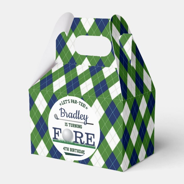Golf PAR-TEE 4th Birthday Favor Boxes (Front Side)