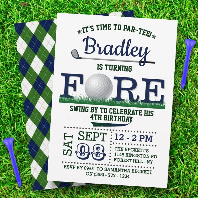 Golf PAR-TEE 4th Birthday Invitation (Creator Uploaded)