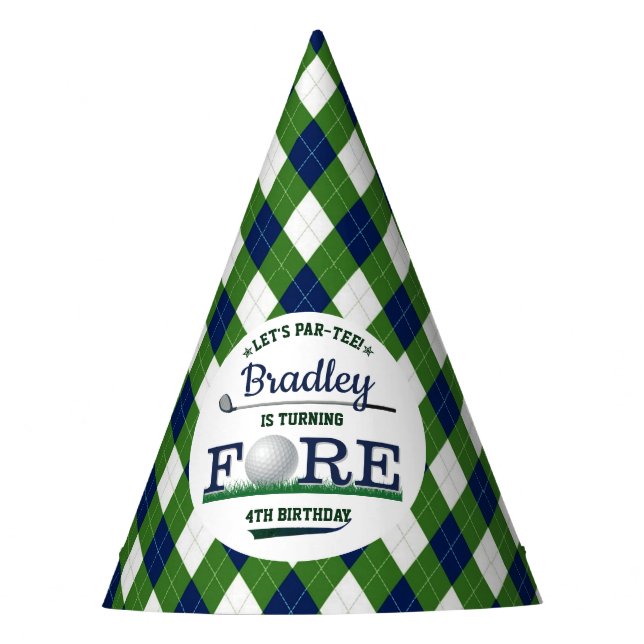 Golf PAR-TEE 4th Birthday Party Hat (Front)