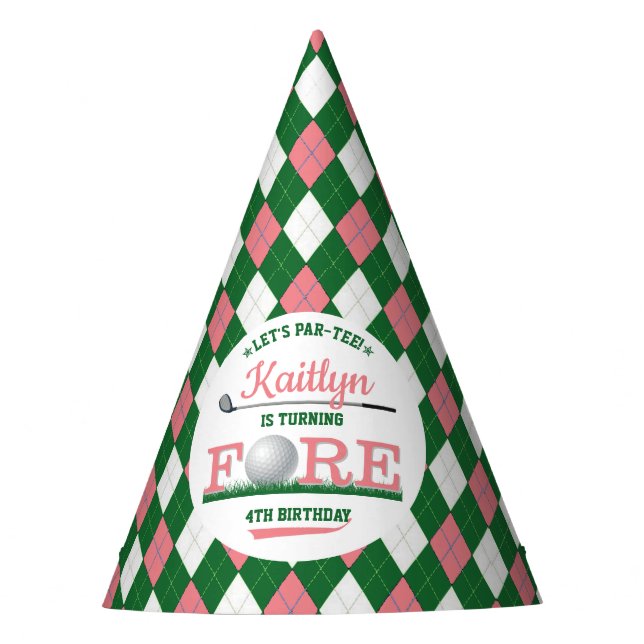 Golf PAR-TEE 4th Birthday Party Hat (Front)