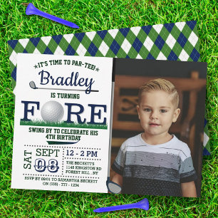 Golf PAR-TEE 4th Birthday Photo Invitation