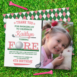Golf PAR-TEE 4th Birthday Photo Thank You Card