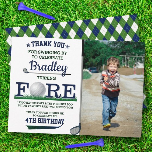 Golf PAR_TEE 4th Birthday Photo Thank You Card