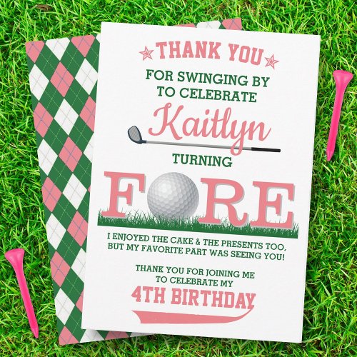 Golf PAR_TEE 4th Birthday Thank You Card