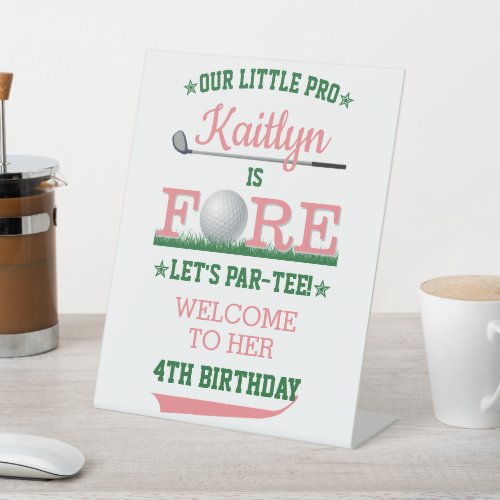 Golf PAR_TEE 4th Birthday Welcome Pedestal Sign