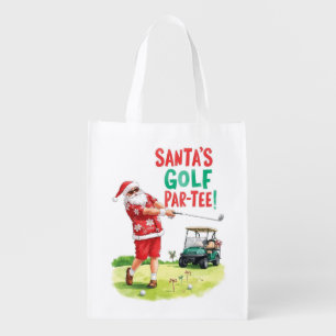 Golf Par tee Christmas Party with Santa Claus Grocery Bag