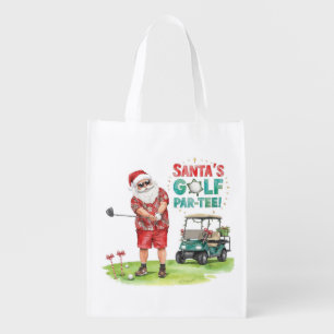 Golf Par tee Christmas Party with Santa Claus Grocery Bag