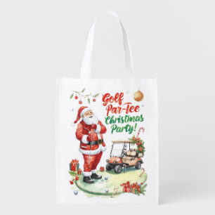 Golf Par tee Christmas Party with Santa Claus Grocery Bag