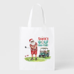 Golf Par tee Christmas Party with Santa Claus Grocery Bag