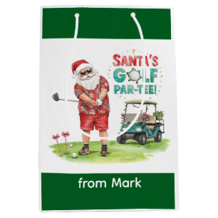 Golf Par-Tee Christmas Party with Santa Claus Medium Gift Bag