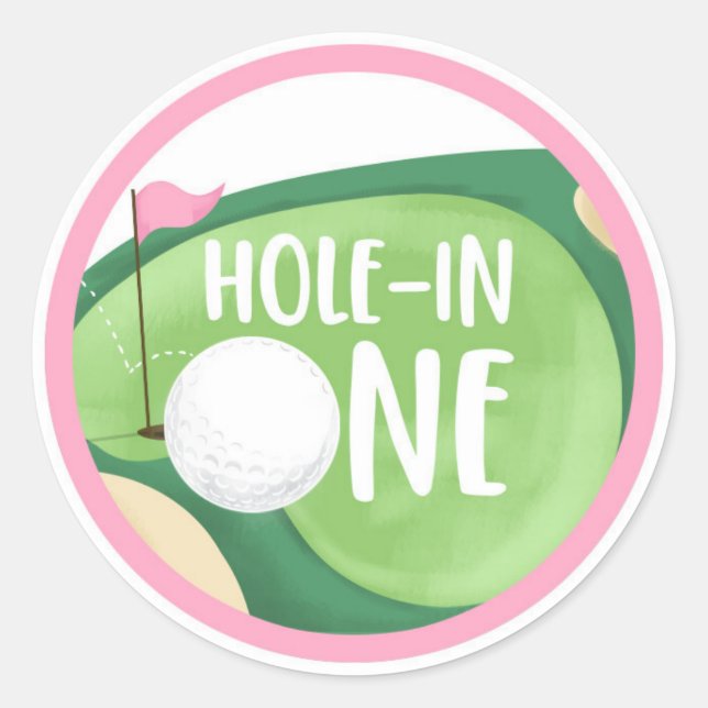 Golf Par-Tee Cupcake Girl Birthday Hole in One Cla Classic Round Sticker (Front)
