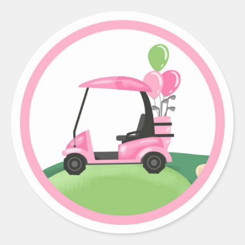Golf Par_Tee Cupcake Girl Birthday Hole in One Cla Classic Round Sticker