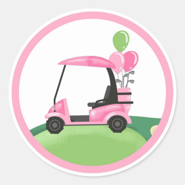 Golf Par-Tee Cupcake Girl Birthday Hole in One Cla Classic Round Sticker (Front)