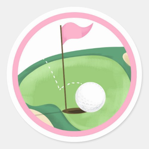 Golf Par_Tee Cupcake Girl Birthday Hole in One Classic Round Sticker