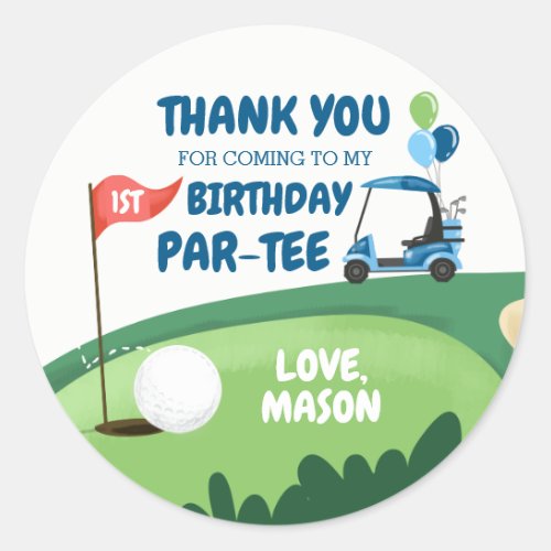 Golf Par_Tee Cupcake Topper Boy Birthday Favor Cla Classic Round Sticker