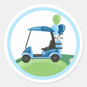 Golf Par-Tee Cupcake Topper Boy Birthday Favor Cla Classic Round Sticker