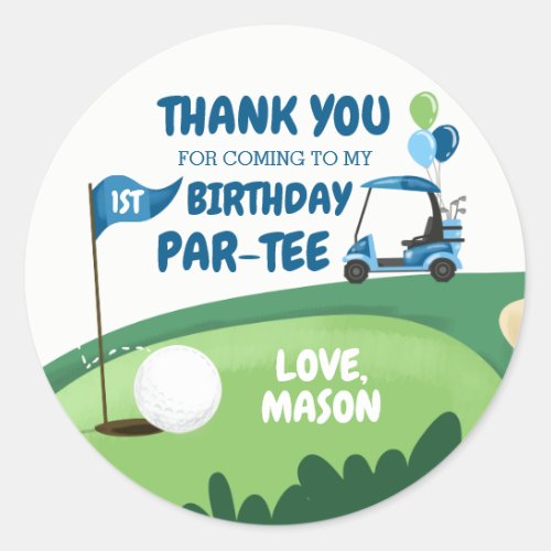 Golf Par_Tee Cupcake Topper Boy Birthday Favor Classic Round Sticker