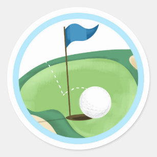 Golf Par-Tee Cupcake Topper Boy Birthday Favor Classic Round Sticker