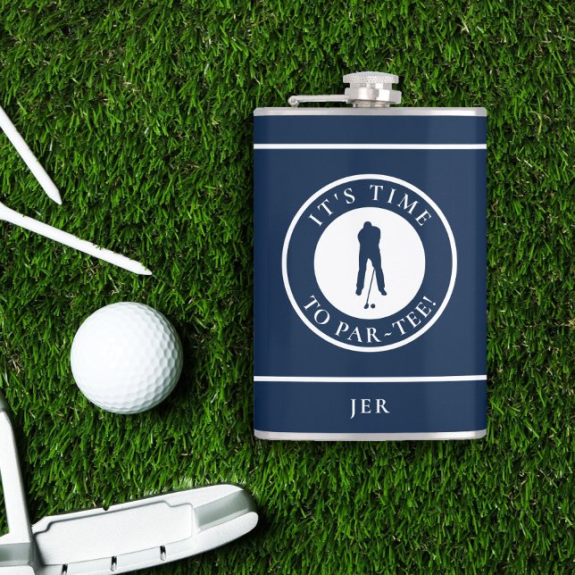 Golf Par-Tee Funny Golfer Monogram Black For Him Flask (Golf Par-Tee Funny Golfer Monogram Black For Him Flask)