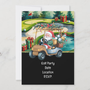 Golf Par tee Golfer Christmas Party with Santa Invitation