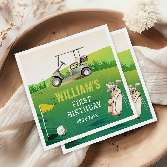 Golf Par-Tee Hole in One Boy Birthday  Napkins (Creator Uploaded)