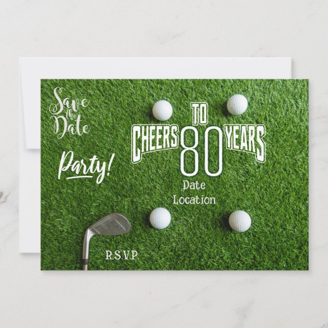 Golf Par tee party  80th Birthday to golfer Invitation (Front)