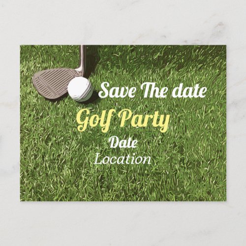 Golf Par tee party golf ball and iron on green Invitation Postcard