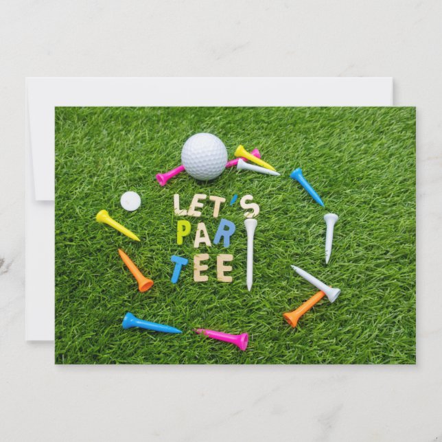 Golf Par tee party invitation with golf ball (Front)