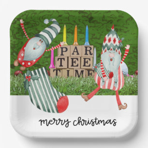 Golf Par tee party Santa Claus Christmas funny Paper Plates