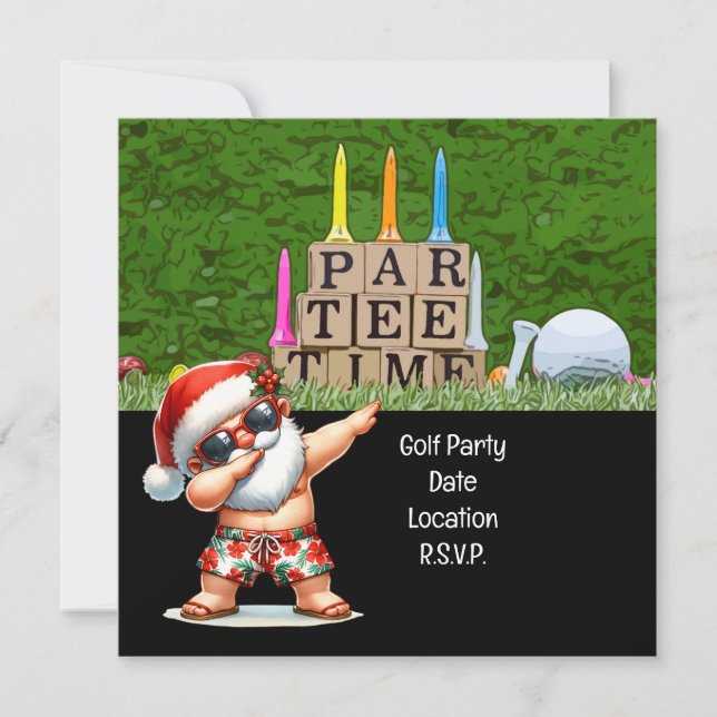Golf Par tee party Santa Claus Christmas July  Save The Date (Front)