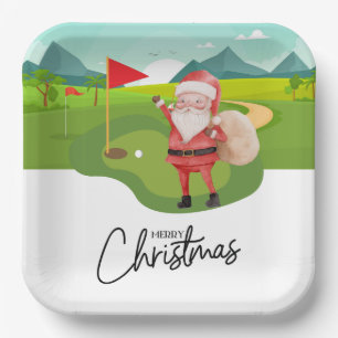 Golf Par tee party Santa Claus Christmas Party Paper Plates