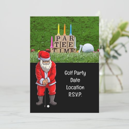 Golf Par tee party Santa Claus Christmas Squad  Invitation