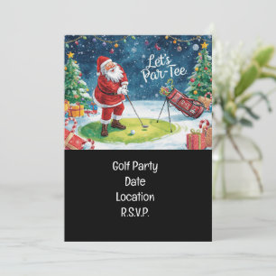Golf Par tee party Santa Claus Christmas Squad Invitation