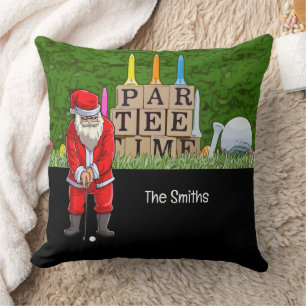 Golf Par tee party Santa Claus Christmas Squad Throw Pillow
