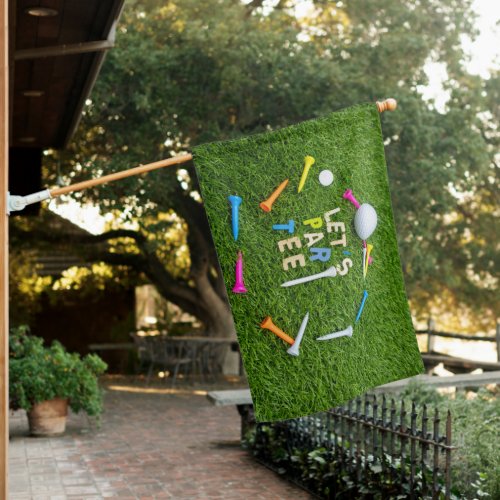 Golf Par tee party  with golf ball colorful tees  House Flag