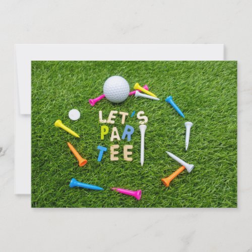 Golf Par tee party  with golf ball colorful tees   Invitation