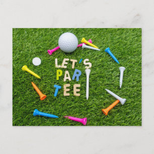 Golf Par tee party with golf ball colorful tees Postcard