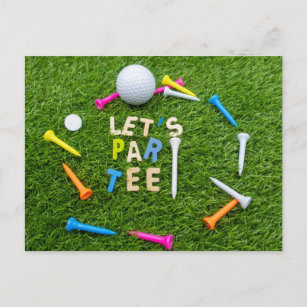 Golf Par tee party  with golf ball colorful tees  Postcard