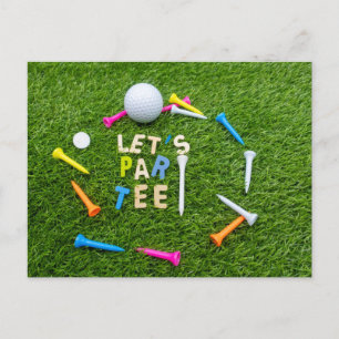Golf Par tee party with golf ball colorful tees Postcard