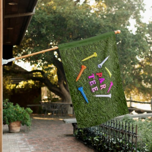 Golf Par tee party  with golf cart House Flag