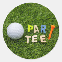 Golf par tee sticker with golf ball and tee