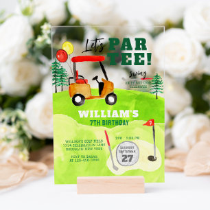 Golf Par-tee Swing By Boy Kids Birthday Acrylic Invitations