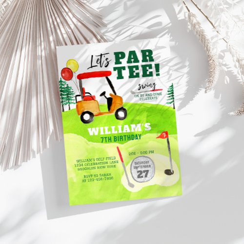 Golf Par_tee Swing By Boy Kids Birthday Invitation